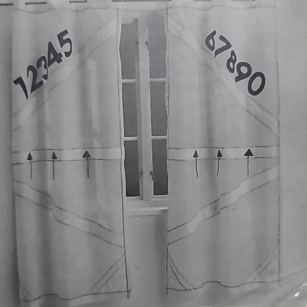 IKEA White Curtains with Black Number Print